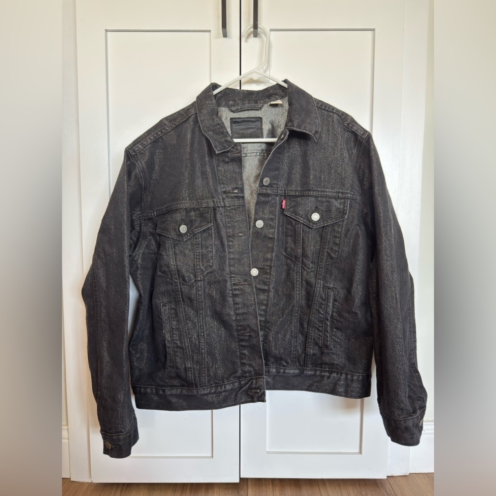 Levi's Black Sparkly Denim Jacket | Size XL - Picture 2 of 7